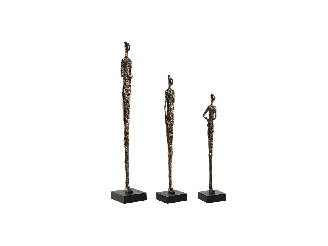Figura Decorativa HOME ESPRIT Preto Cinzento escuro Moderno Pessoas 11,5 x 11,5 x 70 cm