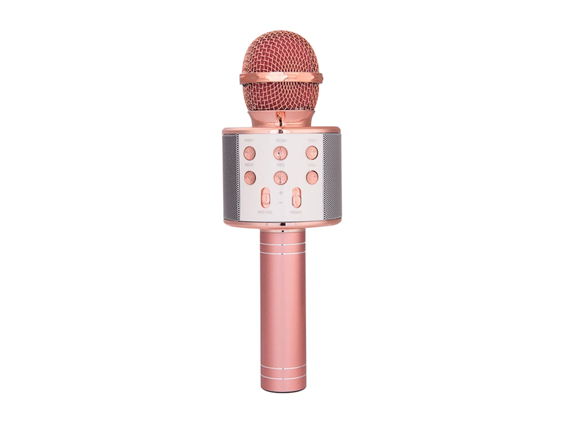 TECHKIDZ Micro Karaoke Bluetooth com Função de Gravação e Ranhura para Cartão Micro-Sd Rosa