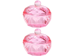 Conjunto De 2 Copos De Vidro Rosa Para Monômero Líquido, Para Manicure.