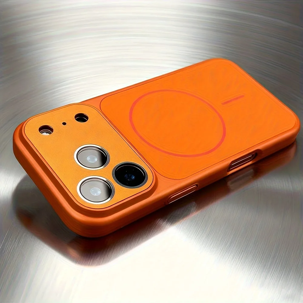 (laranja Iphone 17) Capa Magnética De Luxo Para Iphone Com Proteção Para A Câmera.