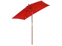 Guarda-sol de Madeira S/MARCA retangular inclinável com poliéster vermelho (2x1,5x2,3m)