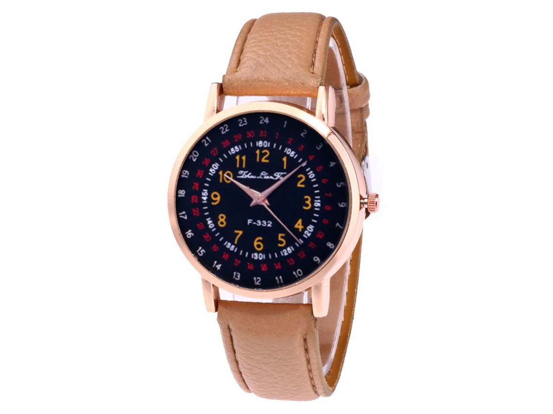 Reloj Analógico De Cuarzo Con Correa De Cuero Pu Para Hombres Zhoulianfa (beige Amarillo)