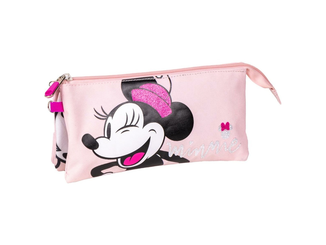 Estojo Triplo Minnie Mouse 22,5 X 2 X 11,5 Cm Cor de Rosa