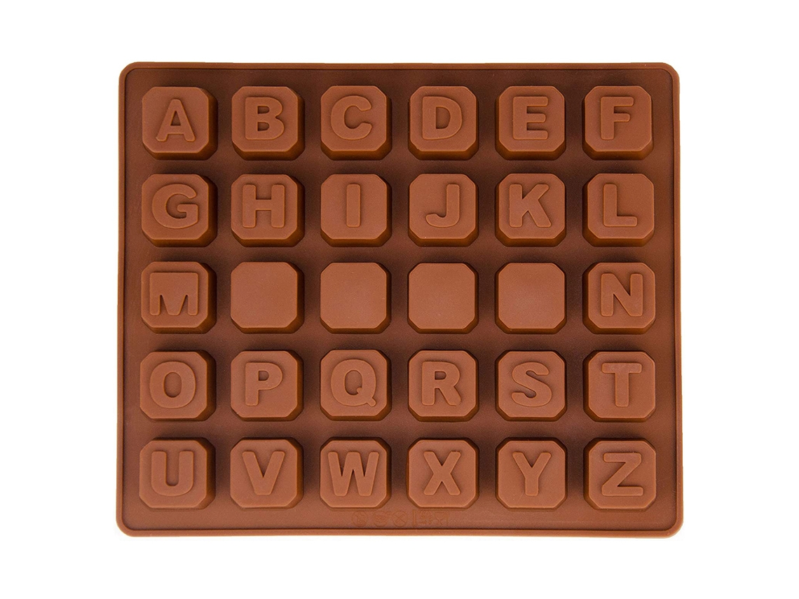 Molde de Silicone com Alfabeto Letras Praliné Chocolate Fundição Cubo Gelo Concreto Fondant UISAVE