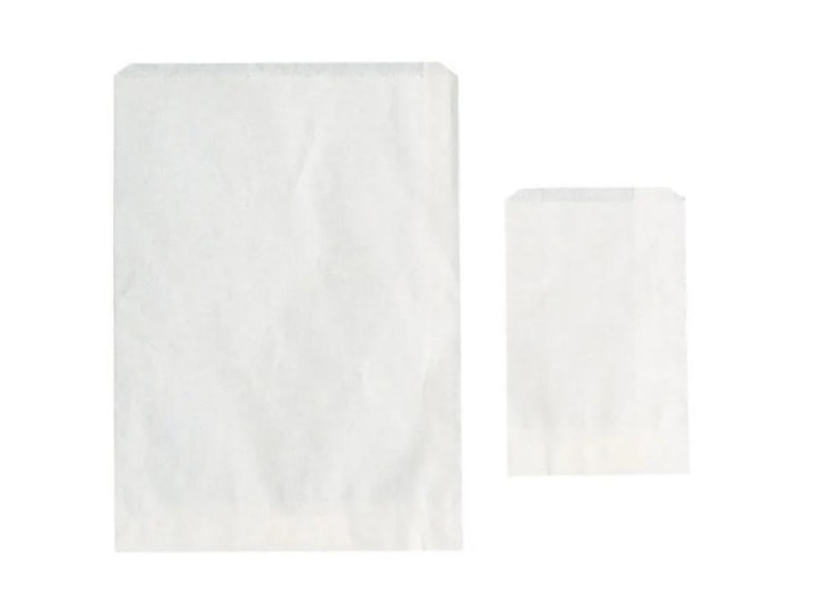 Pacote com 100 Unidades, Sacos de Papel/ Sacos para Doces 150x180mm, Sacos para Doces Brancos BRILVIBERA