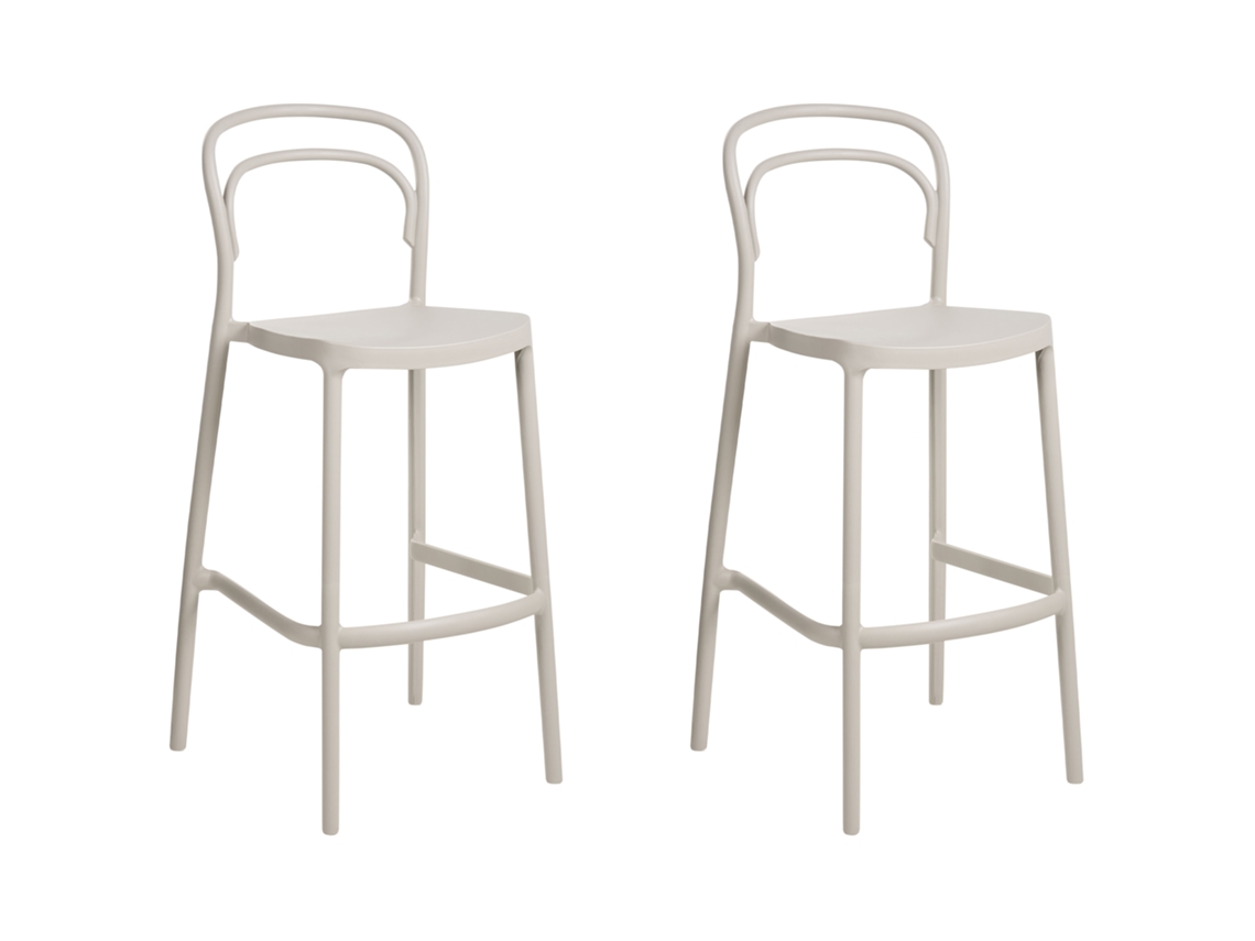Conjunto De 2 Cadeiras De Jardim Beliani Porano De Polipropileno Creme 48x48x106