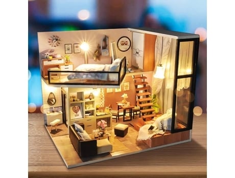 Casa De Bonecas Diy Miniatura De Madeira 24,5x19,5x20,5 Cm Presente Criativo Mistura Tempsa