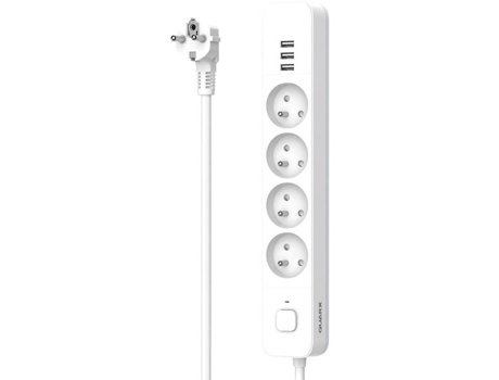 Multiprise Quarx 4 tomadas com 3 portas USB, cabo de 1,5 m