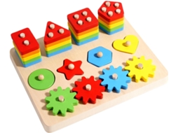 Jogo De Encaixe E Empilhamento Madeira, Além Brinquedo Para Crianças