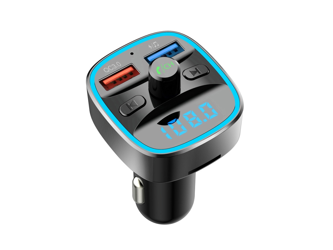 Transmissor FM Bluetooth 5.0 no carro, carregador de carro com porta USB dupla