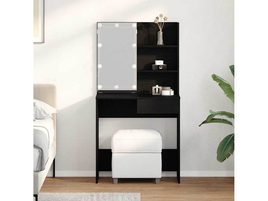 Vidaxl Mesa De Vestir Carvalho Preto 74,5 X 40 X 141 Cm
