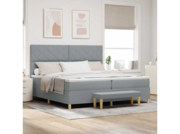 Vidaxl Cama Box Com Almofada Cinzento-claro 200 X 200 Cm Tecido