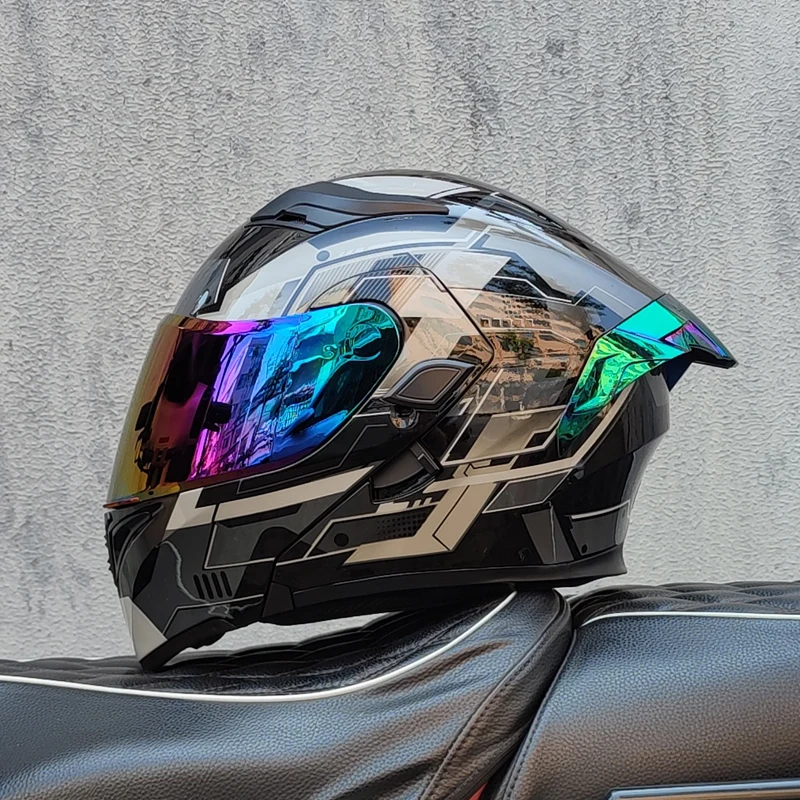 (l) Capacete De Motocicleta Com Lente Dupla Modular Flip-top, Certificado Pelo Dot