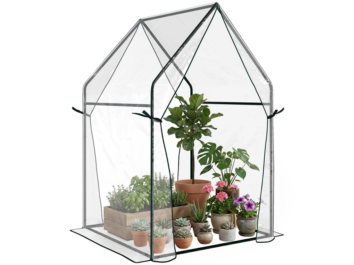 Mini Serra de Jardim BTFORUS com 2 portas enroláveis, cobertura em PE 90x90x145 cm transparente