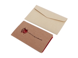 Cartão Aniversário Envelope Papel Kraft Flor Rosa Padrão