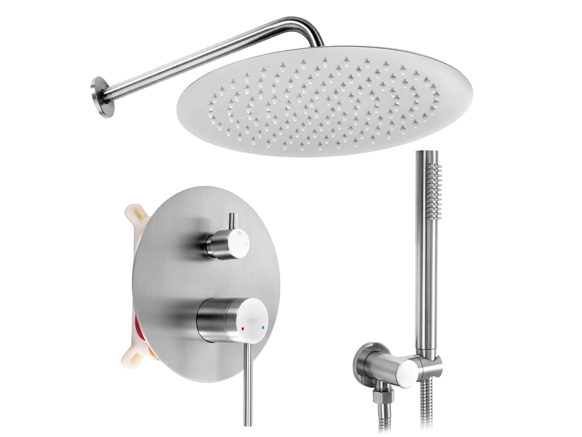 Conjunto De Chuveiro Embutido Rea Foss Clif Brush Nickel