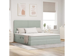 Vidaxl Cama De Armazenamento Led Com Colchão Cinzento-claro