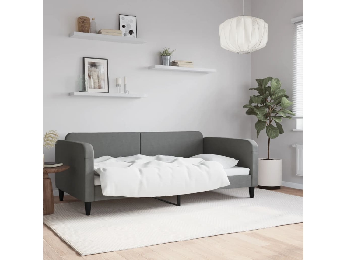 Vidaxl Sofá-cama 100x190 Cm Tecido Cinzento-escuro