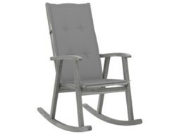 Cadeira De Baloiço Com Almofadões Acácia Maciça Cinzento Dkd Home Decor