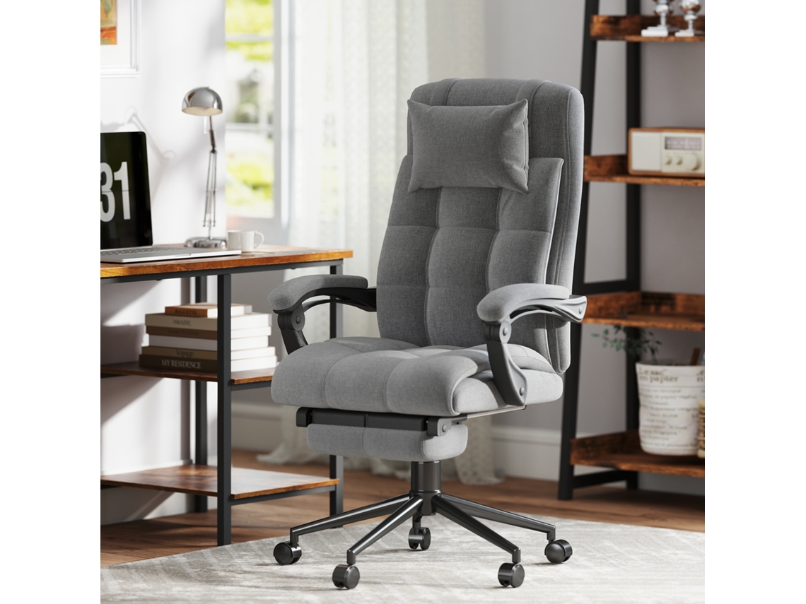Cadeira De Massagem Aquecida Ajustável 112-120cm, Tecido Ergonómico Reclinável Cinza