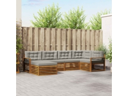 Vidaxl Conjunto De Sofás Para Exterior 6 Pcs Cinza Natural E Claro