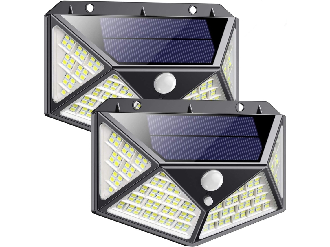 Lampe Solaire Extérieur 162 Led 2 Pack [Dernière Version Verte 2200Mah] Détecteur de Mouvement Éclairage Solaire Extérieur Sans Fil Étanche