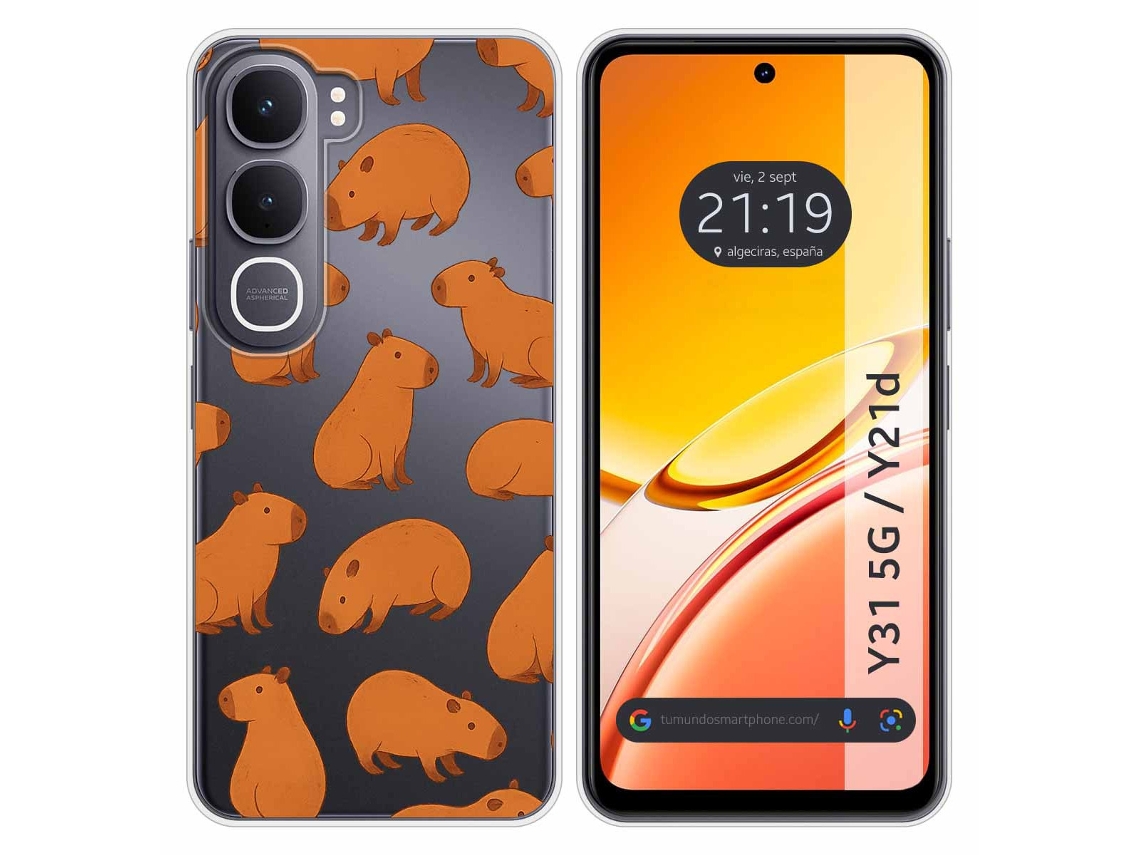 Capa Tumundosmartphone De Silicone Transparente Para Vivo Y31 5g / Y21d Com Estampa De Capivara 2 Desenhos