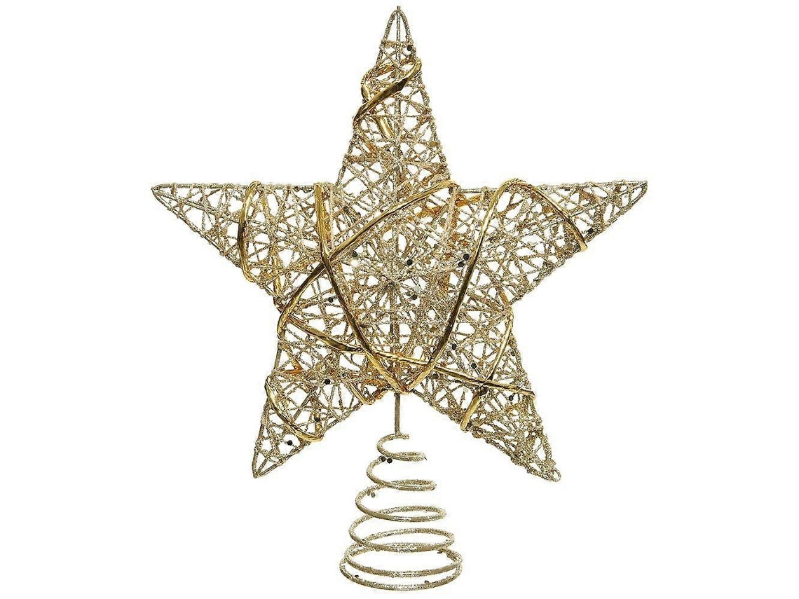 Enfeite De Árvore De Natal Com Estrela Dourada E Glitter, 22 Cm Olysi Shop