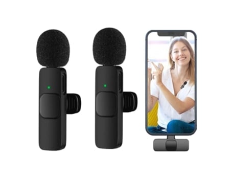 kit 2x mini Microfone sem fio Lapela com adaptador Iphone 14