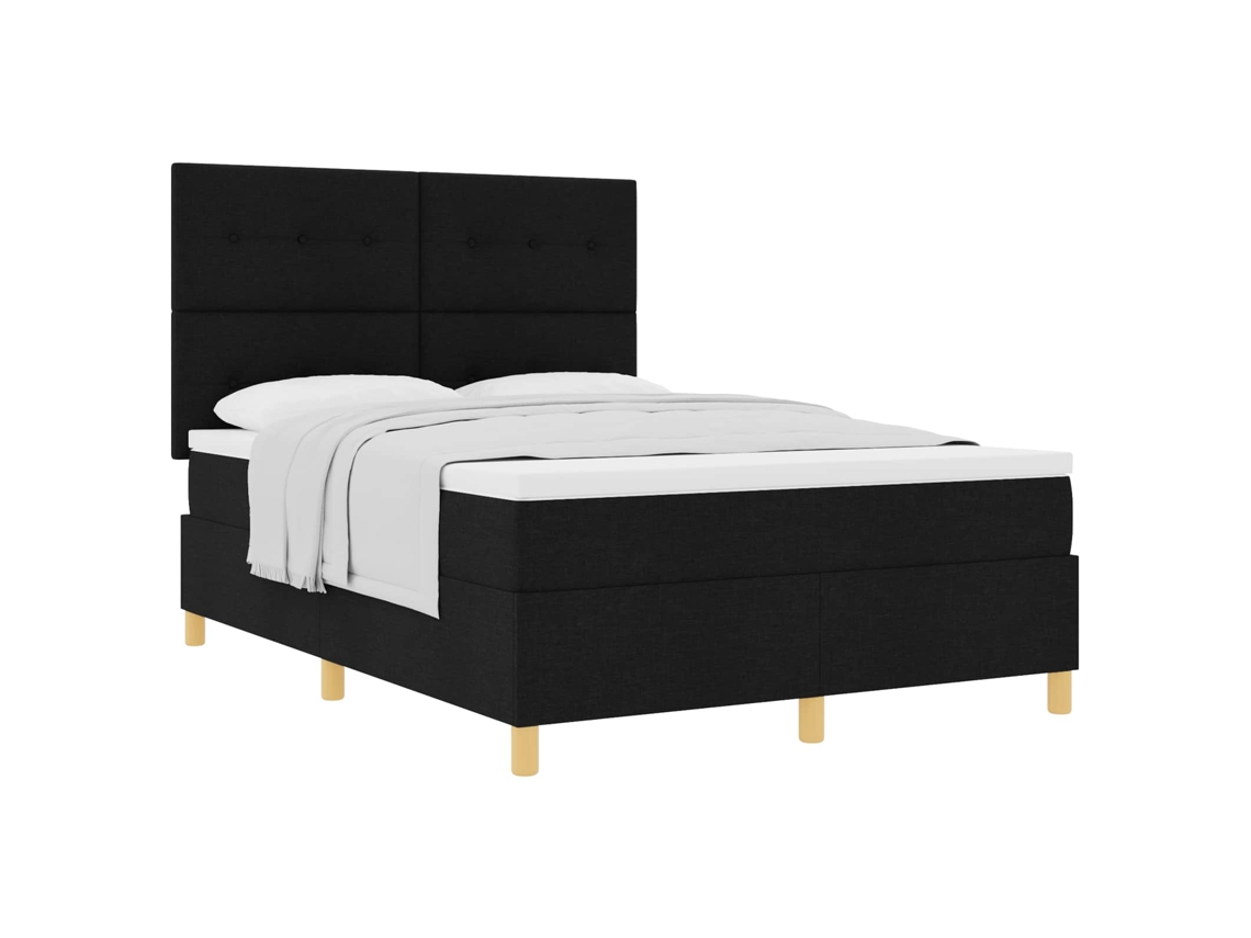 Cama Box com Colchão com Cabeceira Preto 160x200cm tecido MAISON EXCLUSIVE