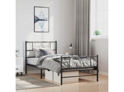 Vidaxl Estrutura De Cama Com Cabeceira E Pés 100x190 Cm Metal Preto