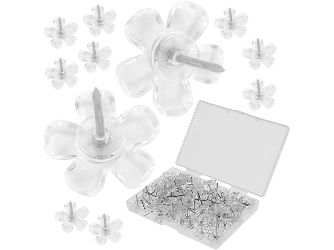 Tachinhas Transparentes Em Formato Abs Flor Para Mesa, 100 Unidades, Com Função Fixação, Ideal Para