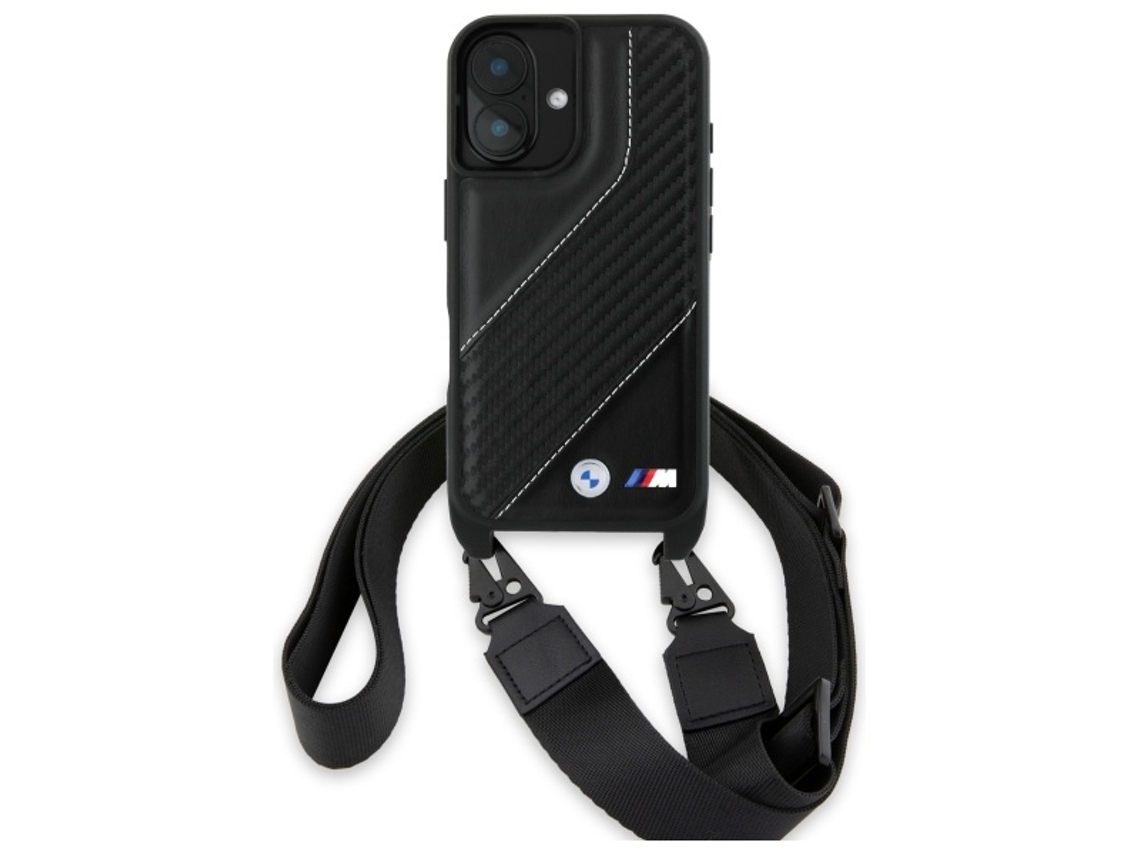 Capa Pega para iPhone 16 Plus BMW Pele Sintética Rígida Preto