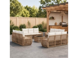 Vidaxl Conjunto De Sofá De Jardim 13 Pcs Bege E Branco Creme Vime Pe