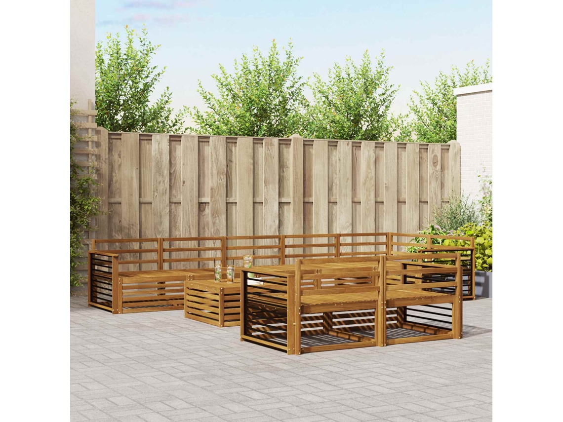 Vidaxl Conjunto De Sofás Para Exterior 9 Unid. Natural