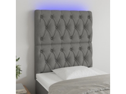Vidaxl Cabeceira De Cama C/ Led Tecido 80x7x118/128 Cm Cinza-escuro