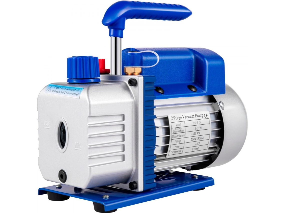 Bomba de vácuo de 9 CFM, 1 HP, 2 estágios com válvula de retenção para ar condicionado e refrigeradores.