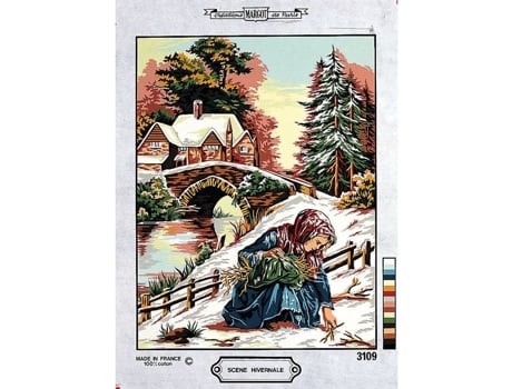 Jantar de Inverno em Lona Pénélope Vintage 50x65cm Margot