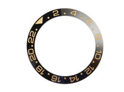 Anel de Bezel de Relógio Cerâmico Base Preta Dígito Dourado 40mm Peça de Substituição