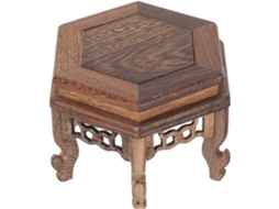 Hexagonal Madeira Decoração Interiores Suporte Robusto Estátuas Artesanais Vasos Flores Base Cor Café GOKOCO