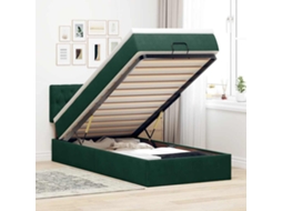 Vidaxl Estrutura Cama Otomana Colchão 80x200 Cm Veludo Verde Escuro