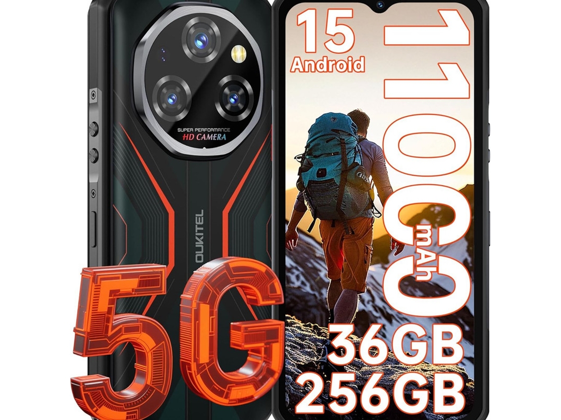 Wp55 5G 11000mAh Bateria 36GB RAM+256GB Rom 6.6" 120Hz 108MP Câmara IP68 IP69K Carregamento Rápido 33W OUKITEL | OUKITEL