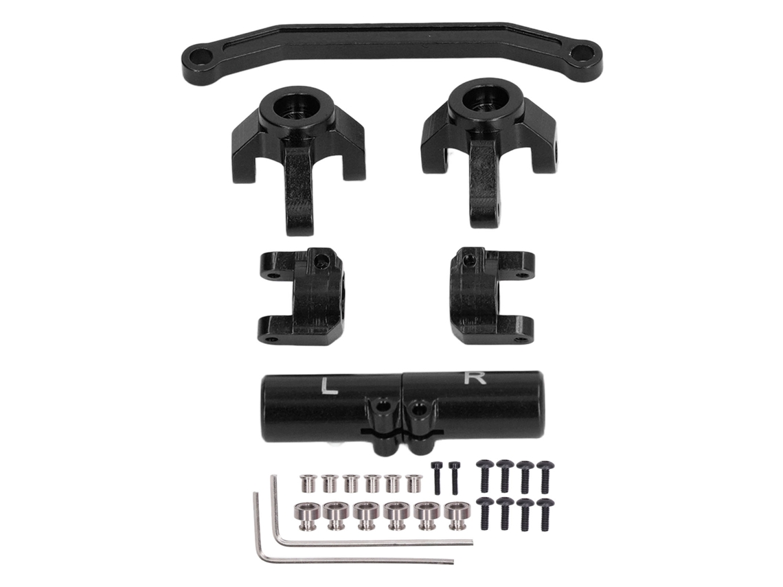 Conjunto De Direção Dianteira E Base Do Eixo Traseiro De Alumínio Para Carros De Escalada Rc 1/24 Ecx Barrage Rgt Ftx Preto