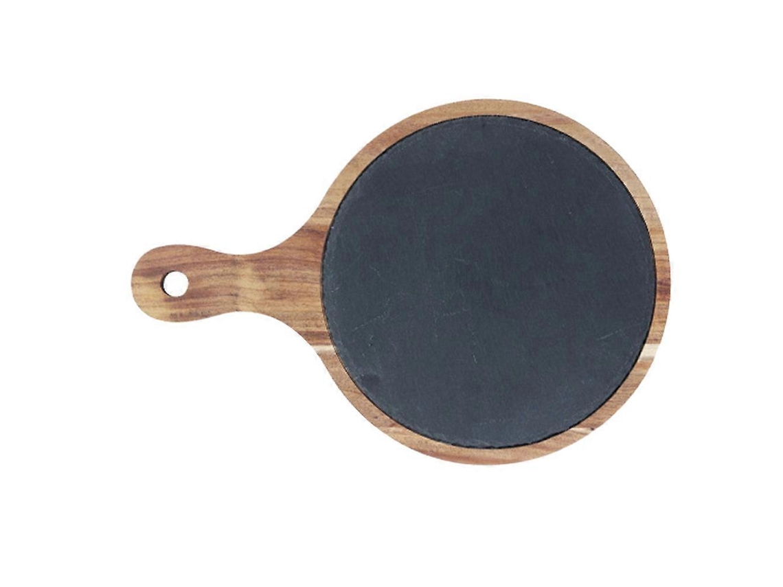 Plato de Slate com Suporte de Madeira para Carne, Sobremesas e Aperitivos Ideal para Casa e Restaurantes 30x20x1.5cm Colores Variados