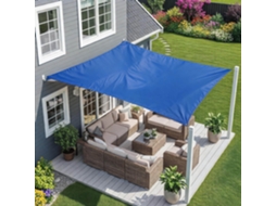 Para-sol Estilo Vela Tecido Retangular De 3x4m Com Proteção Uv, Ideal Para Uso Exterior, Pérgulas, Jardins E Varandas Azul-royal