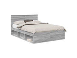 Estrutura da Cama Cinza Sonoma 150x200 cm Madeira Processada MAISON EXCLUSIVE