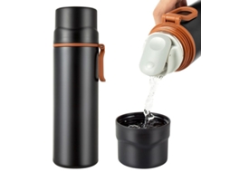 2026 botella de Agua Aislada de Acero Inoxidable 304 Con Asa, Taza de Café Vacía 450ml Negro
