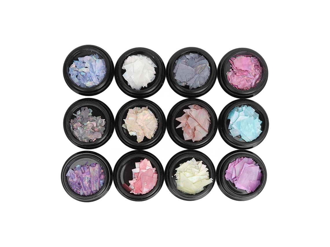 12pcs Flocos De Concha Irregulares Para Arte De Unhas Decoração De Unhas Acessórios Manicure