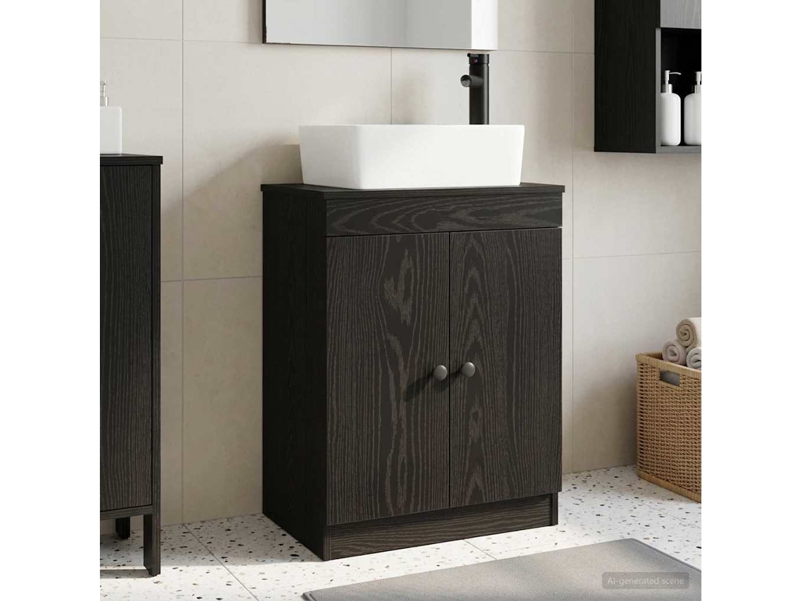 Vidaxl Gabinete De Banheiro Com Pia Preto 54 X 35 X 83 Cm