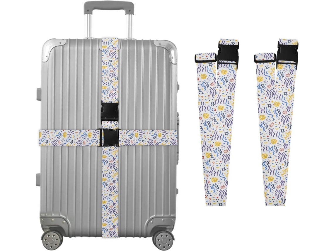 Conjunto De 2 Cintas Bagagem Listradas E Em Espiral Para Malas, Cintas De Viagem, Acessórios Para Cintos, Conector De